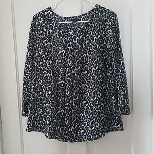 Long sleeve sheer black, white and greuly leppard